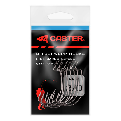 Anzuelos Offset Caster 2/0 Para Señuelos Goma 10 Unidades