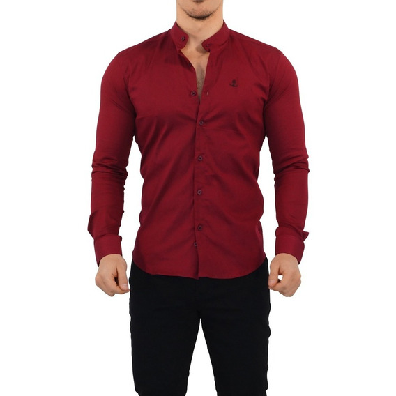 Camisas Cuello Mao John Leopard Slim Fit Colores Stretch