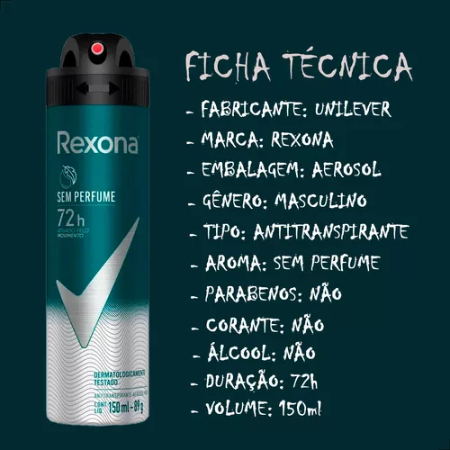 Desodorante Aerosol Rexona Clinical Masculino Sem Perfume - 150ml