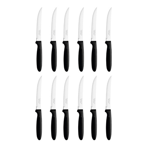 12 Cuchillos Mango Plástico Ipanema Tramontina Color Negro
