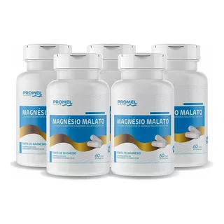 Kit 5 Magnésio Malato Promel 60 Capsulas De 500mg