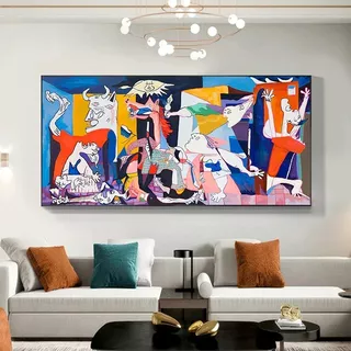 Cuadro-guernica Picasso-color 1 Canvas 150x70 Cm.con Marco
