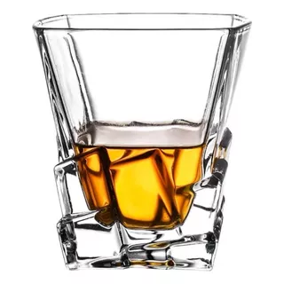 Jogo 6 Copos Vidro Quadrado 300ml Whisky Drinks Licor Vodka 