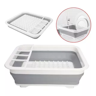 Escurridor De Platos Silicona Plegable Seca Platos Práctico Color Blanco