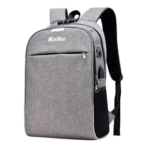 Mochila Kolke Kvm-339 Antirrobo Porta Notebook - Gris Oscuro