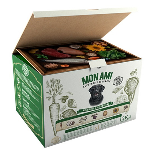  Mon Ami alimentos saludables razas medianas y grandes para perro adulto sabor mix en bolsa de 12 kg