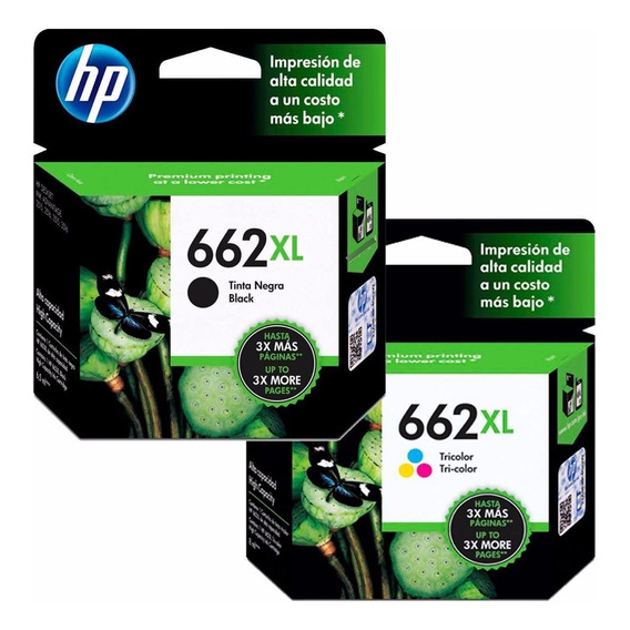 Pack X2 Cartucho De Tinta Hp 662xl Impresora Negro Tricolor