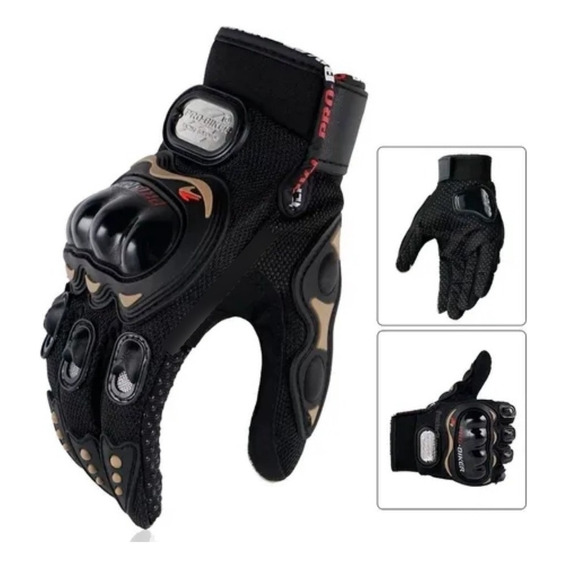 Guantes Moto Protección En Nudillos Y En Palmas Negros Talla L