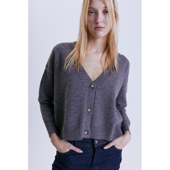 Abrigo Cardigan Sasha Plomo De Mujer Cher Mix De Poliester