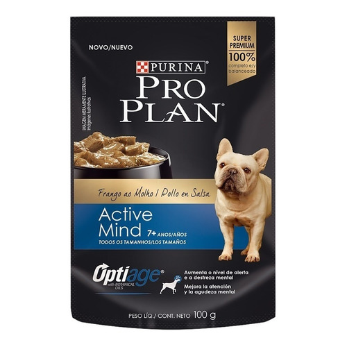 Alimento Pro Plan OptiAge Active Mind 7+ para perro senior todos los tamaños sabor pollo en salsa en sobre de 100g