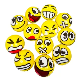 Kit 12 Bolinhas Bola Macia Emoji Feliz Anti-stress
