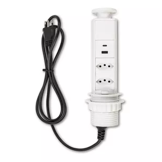 Torre De Tomada Branca Usb Tipo C + A Turbo + 2 Elétrica 10a Cor Branco