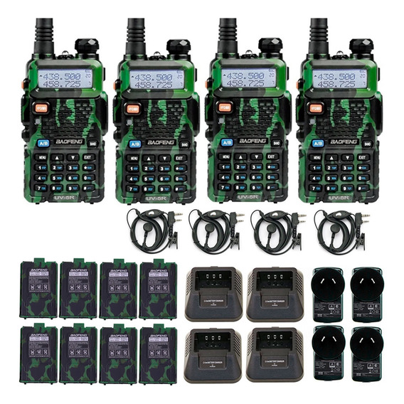 Handy Baofeng Uv5r 8w Kit X 4 Walkie-talkie Uhf-vhf + Extras