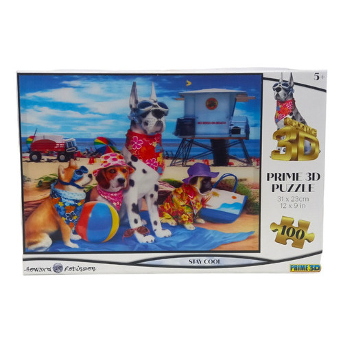 Puzzle Rompecabezas 3d Perros En La Playa 100 Piezas