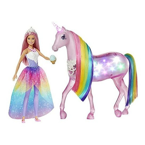 Barbie Dreamtopia Magical Lights Unicorn Con Melena Arcoiris