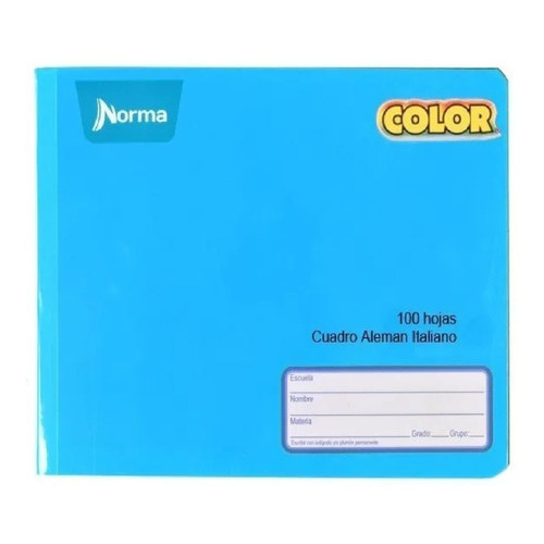 Cuaderno Italiano 100hjs Norma Color Cosido Cuadro Aleman Pz