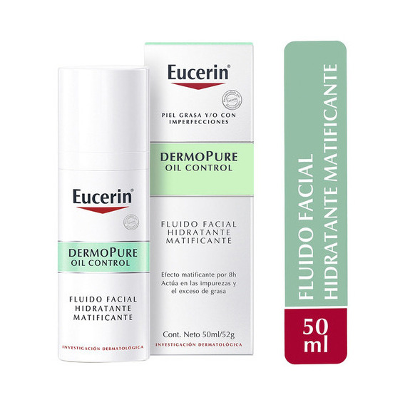 Fluido Eucerin Dermo Pure Oil Control Fluido Facial Eucerin Dermopure Oil Control día/noche para piel grasa y/o con imperfecciones de 50mL/52g