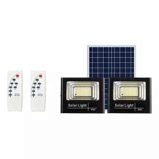 Lámpara Solar Dos Focos+panel+2 Controles Encendida 6 Horas