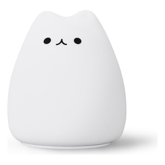 Cute Cat Night Light 7 Colores Led De Silicona Recargable