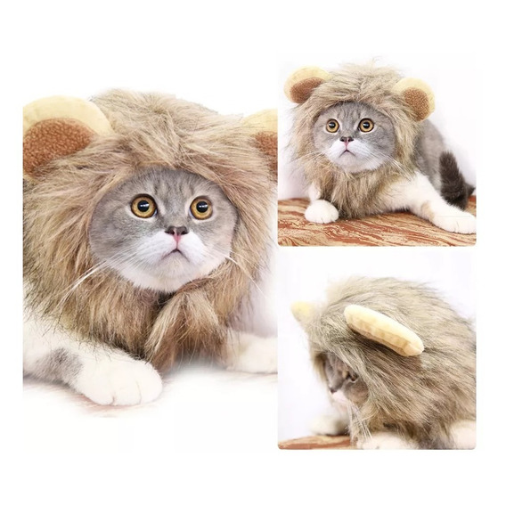 Disfraz Gorro León Para Gato Perro Gorro Peluca Mascota - Cs