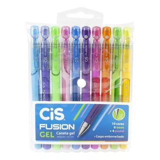 Caneta Gel Fusion 1.0mm Neon E Pastel 10 Cores - Cis