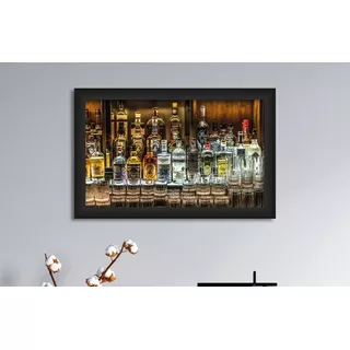 Cuadro Decorativo Bebidas 62.3 X 40cm Color Multicolor Armazón Negro