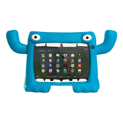 Funda Tablet 7 PuLG Niños Antigolpes Monster Mymo Level Up Color Azul