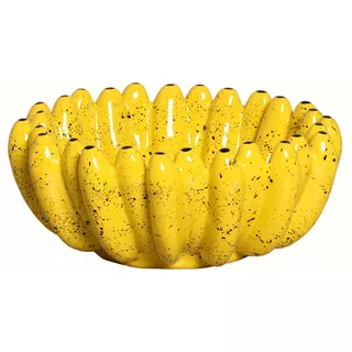 Vaso Centro De Mesa Fruteira Cerâmica Bananas Banana Flor