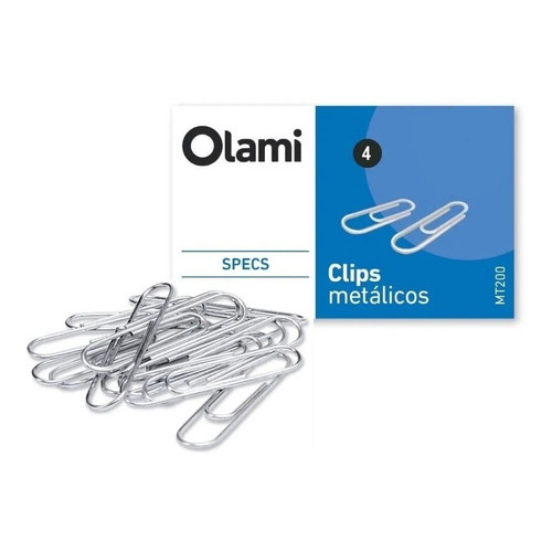 Broches Clips N°4 Olami 33mm X100 Unidades Color Gris