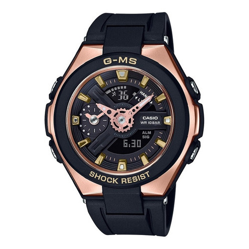Reloj Casio G-ms Msg-400g-1a1 Joyeria Esponda Color de la malla Negro Color del bisel Dorado rose Color del fondo Negro