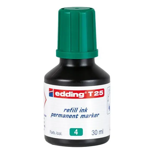 Marcador de tinta de recarga de ponta redonda verde Edding T25 x