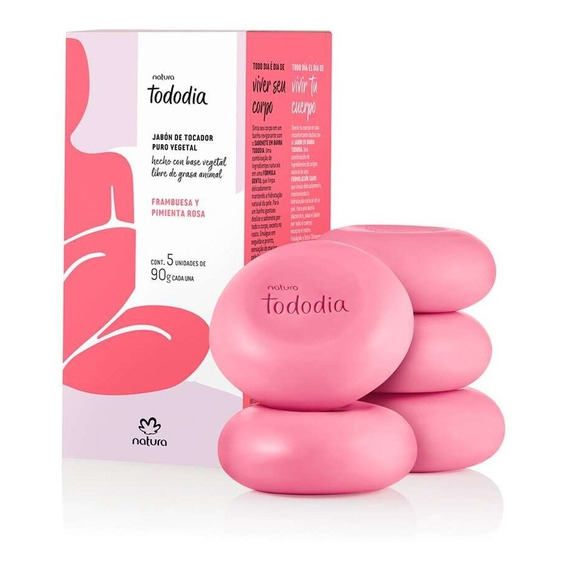 Jabones En Barra Frambuesa Y Pimienta Rosa Natura 90g X5