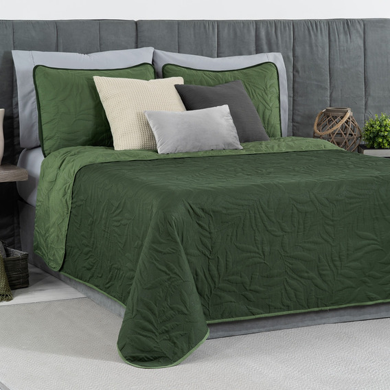 Edredón King Size Doble Vista Incluye 2 Fundas Real Textil Color Verde Oscuro - Verde Oliva