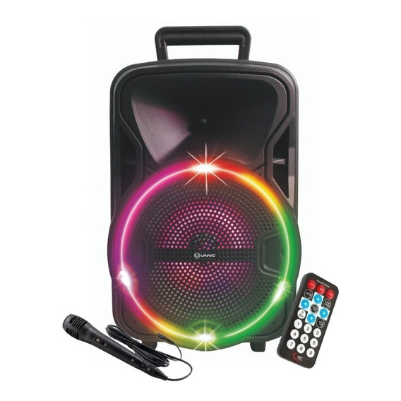 Parlante Portátil Bluetooth Karaoke Usb Sd Luces Led Con Mic Color Negro