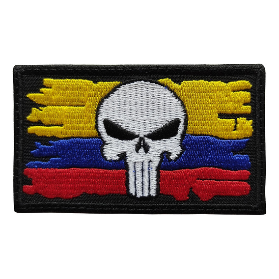 Parche Bordado Bandera Colombia Con Punisher Castigador