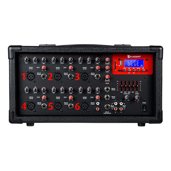 Amplificador De Audio Ksr 6 Canales Bluetooth Mix-2306dusb