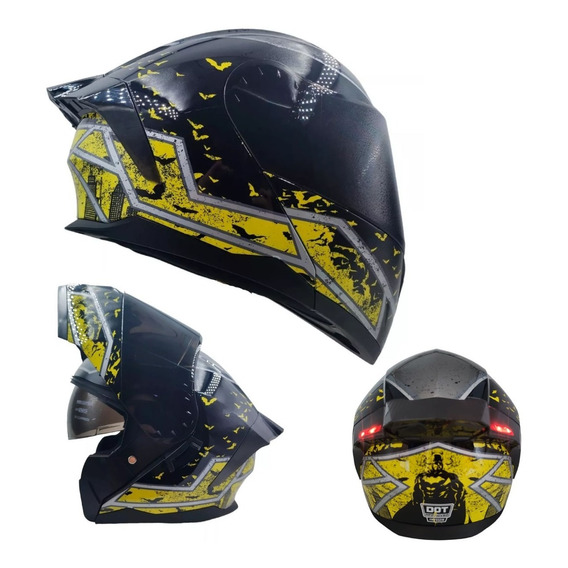 Casco Batman Kov Abatible Original Luz Dot + Gafas + Regalo 