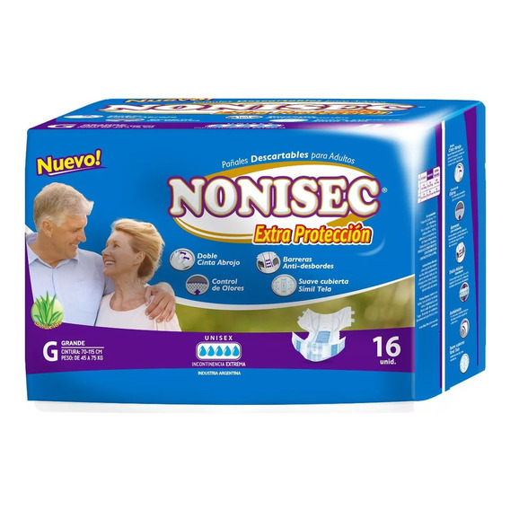 Pañales Adulto Nonisec Extra Protección Elastizado G X 16 Un