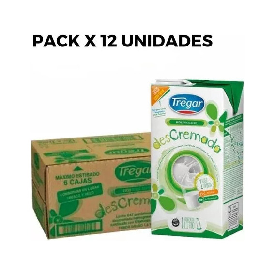 Leche Descremada Larga Vida Tregar X 12 Unidades