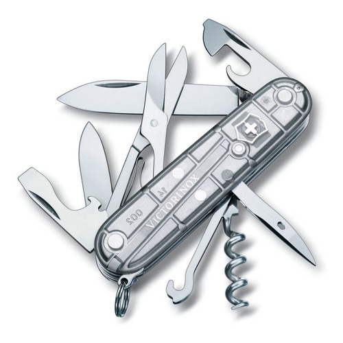 Cortaplumas Victorinox Climber Silvertech 14 U Navaja Tijera Color Gris