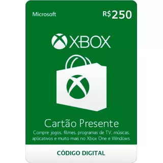 Gift Card Microsoft Xbox Live Cartão Presente 250 Reais Br