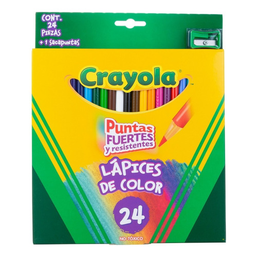 24 Lápices De Color Redondos Con Sacapuntas Crayola