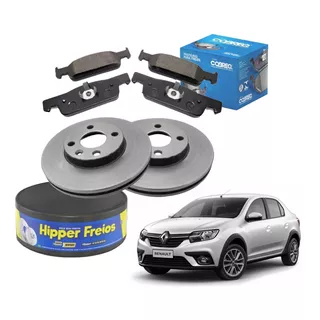 Kit Discos Pastilhas Freio Diante Renault Novo Logan Sandero