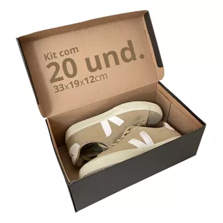 20 Caixas De Papelão Para Sapato Preta Fosca 33x19x12cm