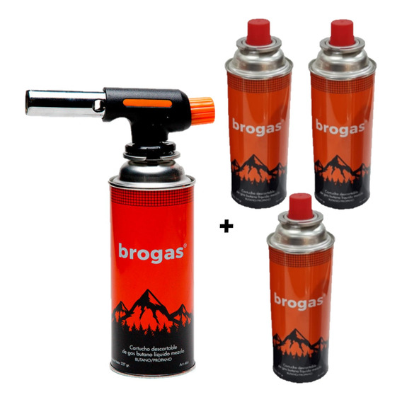 Soplete Brogas Encendido Electronico 2702 4 Cartuchos 227 G