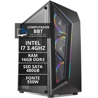 Cpu Pc Gamer Intel Barato Core I7 3.4ghz 16gb Ssd 480gb 500w