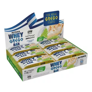 Suplemento Em Barra Nutrata  Barra De Proteina Whey Grego Bar Proteínas Whey Grego Bar Sabor  Torta De Limão Em Caixa De 480g  Pacote X 12 U