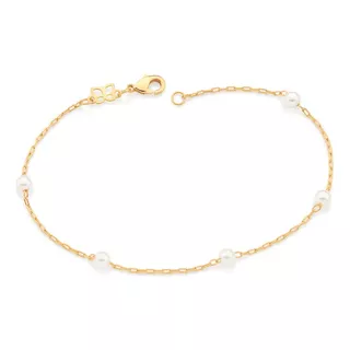 Pulseira 20 Cm Rommanel Feminino Joias Fio Ouro 18k Pérolas