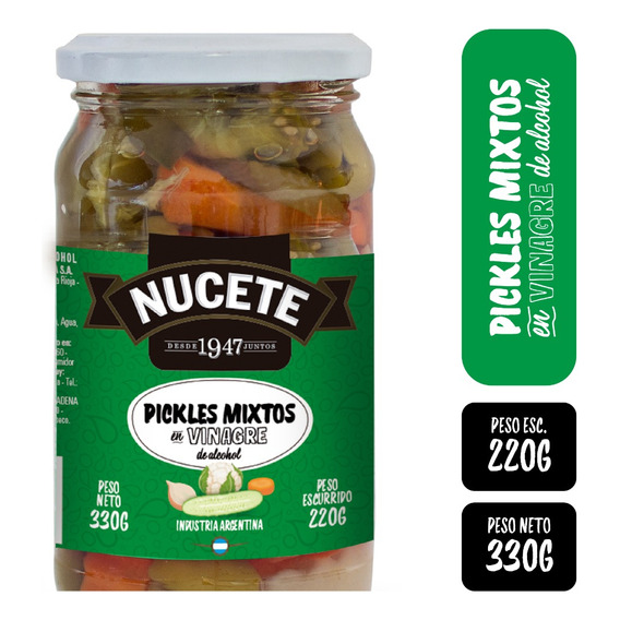 Pickles Mixtos Nucete En Vinagre Frasco X 220 Gr