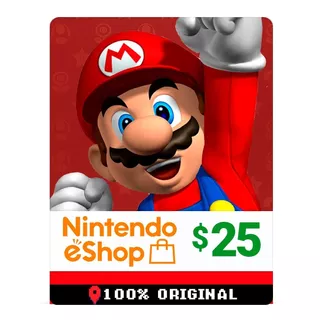 Cartão Nintendo 3ds Wii U Switch Eshop Ecash $25 Dolares Usa